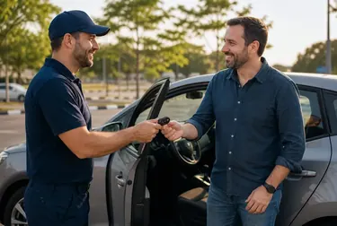 Profissional de chaveiro abrindo um carro com ferramentas específicas.